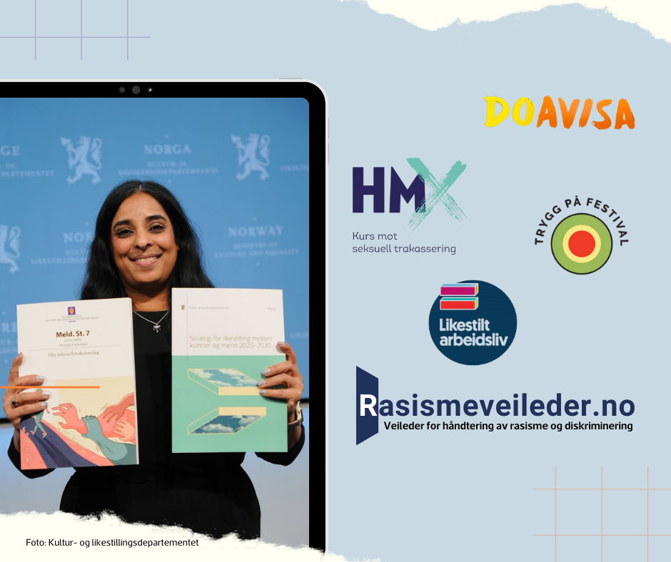 Regjeringen har lagt frem en stortingsmelding om seksuell trakassering og landets første strategi for likestilling mellom menn og kvinner. På bildet - Kultur- og likestillingsminister Lubna Jaffery