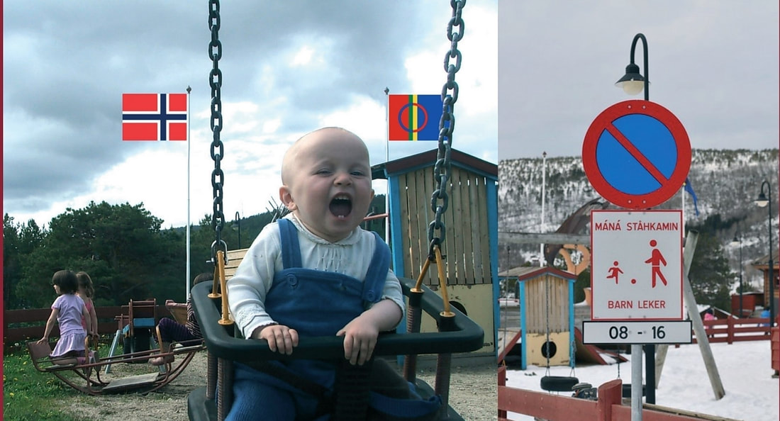 To speak or not to speak. Muntlig språk kan være usynlig, mens skriftspråket er tydelig svart på hvitt. De største barna vender seg tilbake i tid, jenta gynger fremover og man kan ane at hun "lager lyd", åpen for endring.